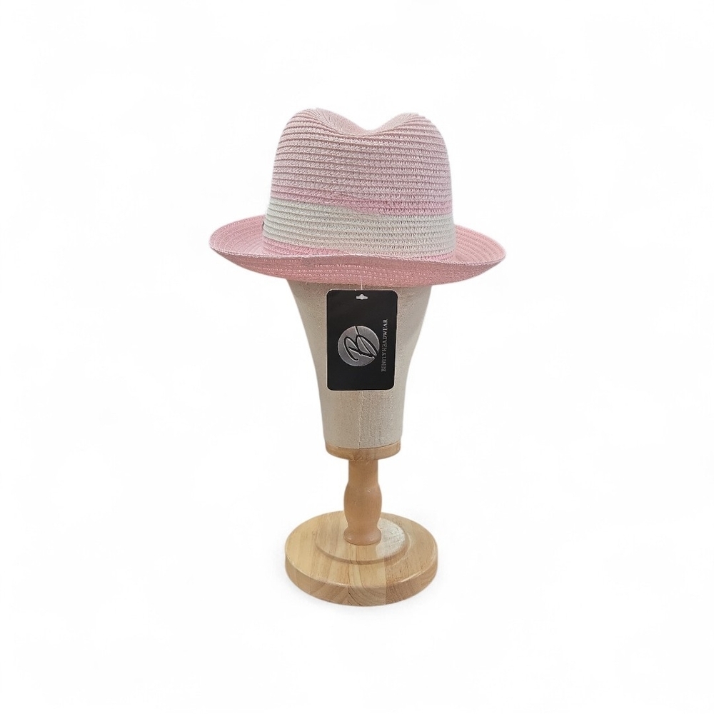 BRUNO CAPELO DANTE SEMI-CRUSHABLE FEDORA PINCH FRONT SNAP BRIM PINK WHITE DA220 - Picture 4 of 5